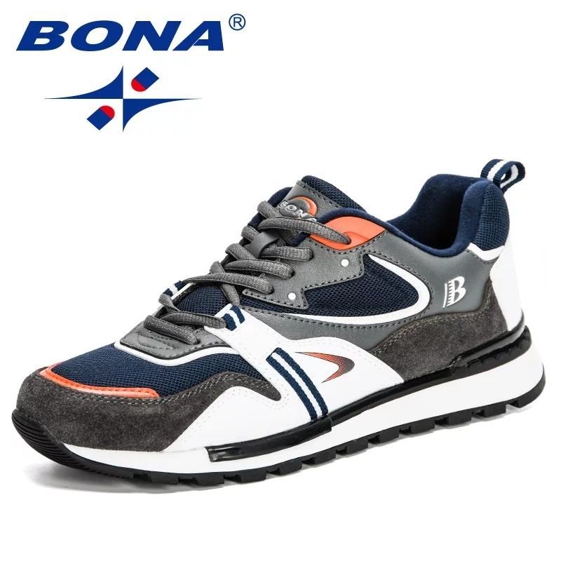 

Кроссовки мужские оригинальные Bona 35757 серые кожа текстиль замша 42р