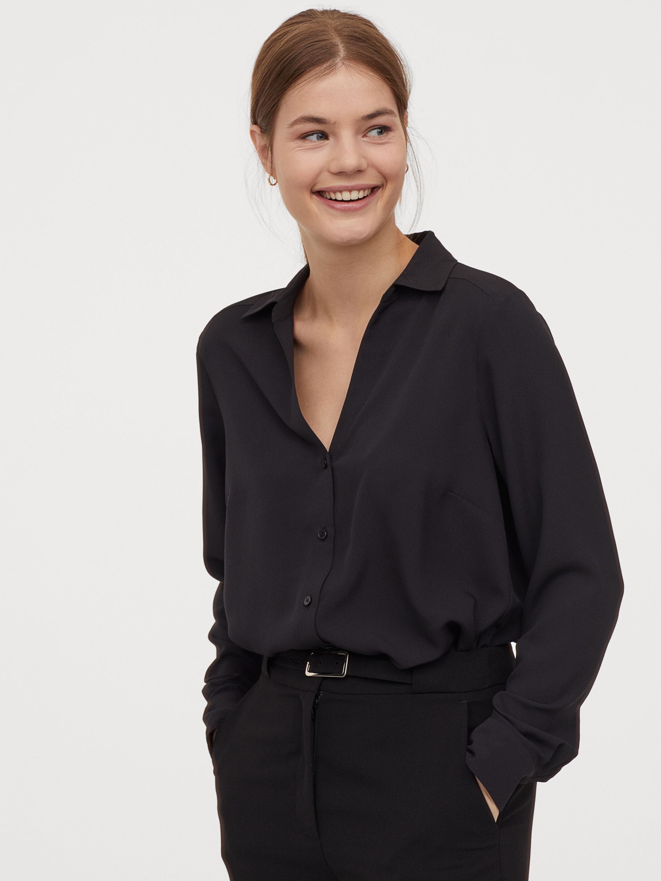 

Рубашка H&M 7628461RP5 36 Черная (PS2030000061860_2000001641415_hm09783096494)