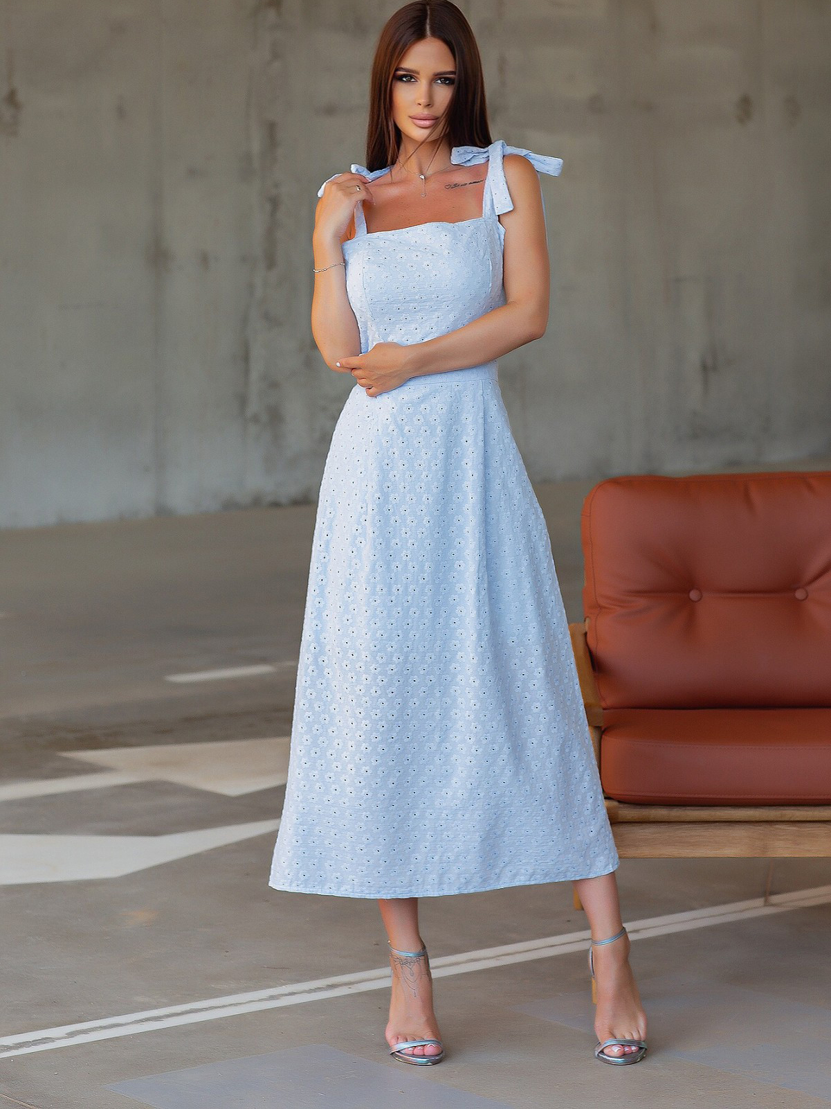 

Сарафан ISSA PLUS 12833  Голубой, Сарафан ISSA PLUS 12833 S Голубой