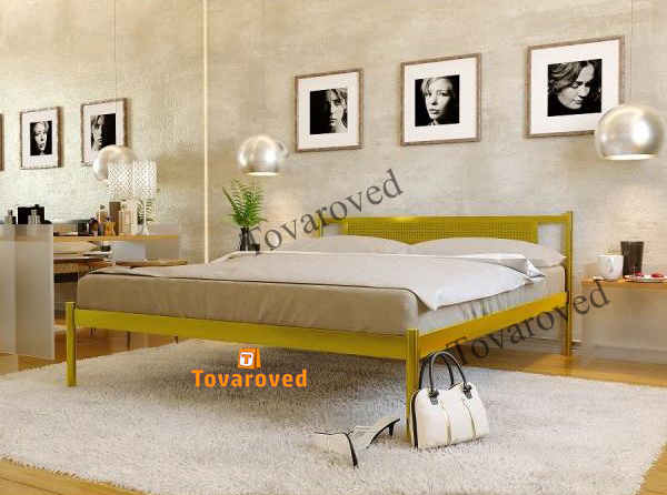 

Кровать полуторная металлическая 140х200 Метакам Флай New-1 Золото