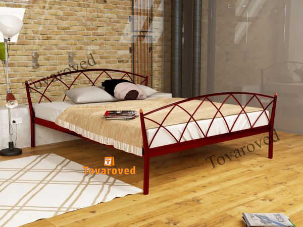 

Кровать двуспальная металлическая 160х200 Метакам Жасмин Элеганс-2 Красный лак