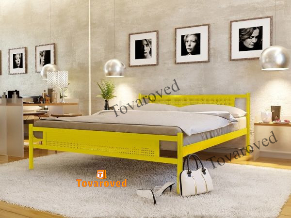 

Кровать полуторная металлическая 140х190 Метакам Флай New-2 Желтый