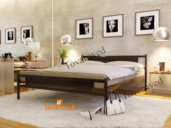 

Кровать двуспальная металлическая 160х190 Метакам Флай New-2 Коричневый