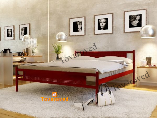 

Кровать полуторная металлическая 120х190 Метакам Флай New-2 Красный лак
