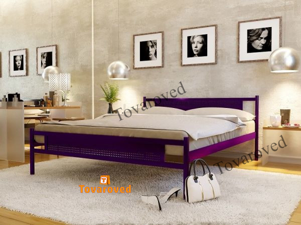 

Кровать двуспальная металлическая 160х190 Метакам Флай New-2 Фиолетовый