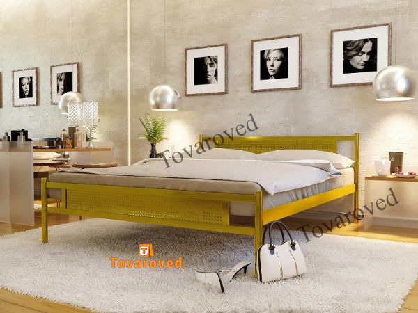 

Кровать полуторная металлическая 140х190 Метакам Флай New-2 Золото