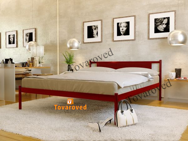 

Кровать полуторная металлическая 140х200 Метакам Флай New-1 Красный лак
