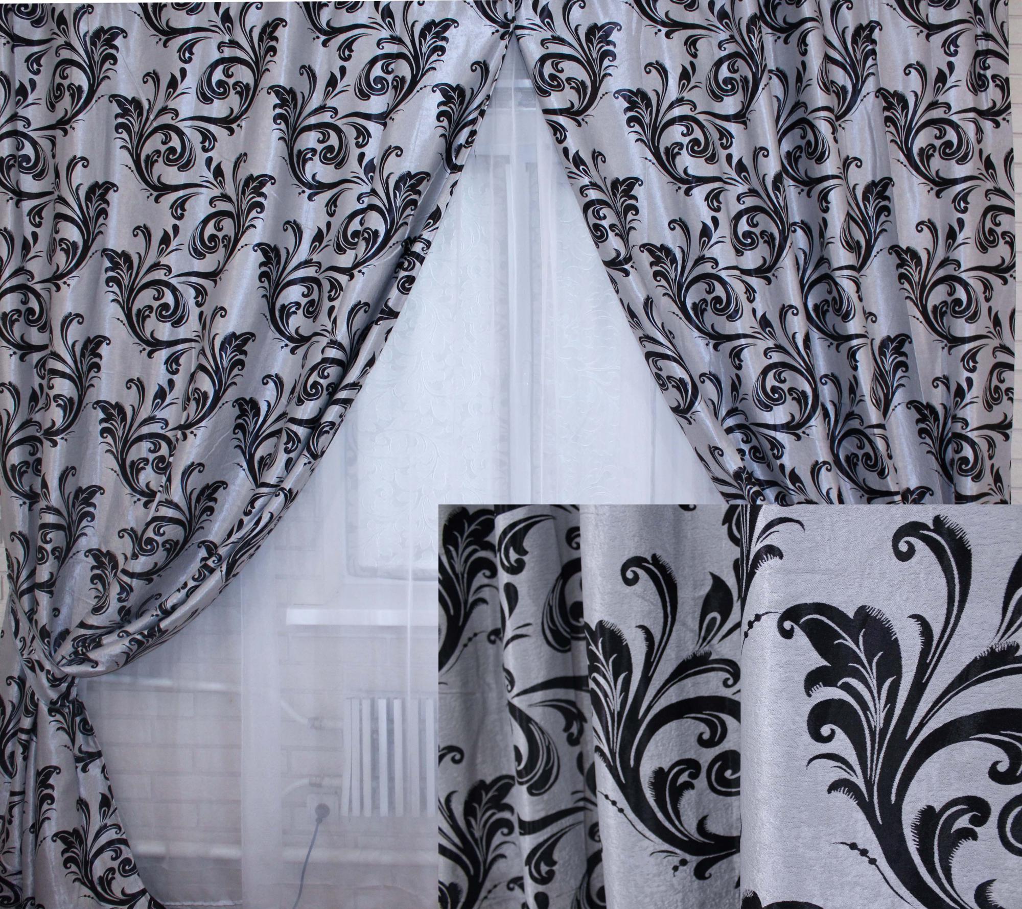 

Шторы VR-Textil ВР-текстиль Лилия, блэкаут серый, 2 шт 1,5 × 2,7 м (2391)