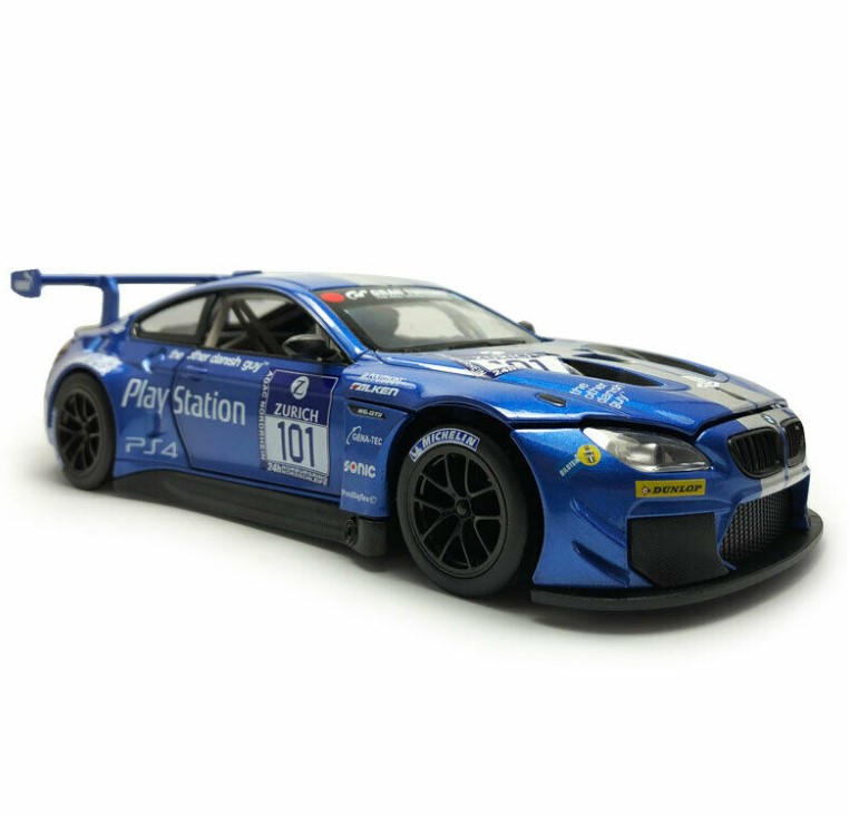 

Спортивный автомобиль BMW M6 GT3 1:24 детская игрушечная модель синего цвета
