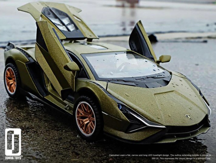 

Модель автомобиля Lamborghini SIAN Diecant alloy car 1:32 серо-зеленая