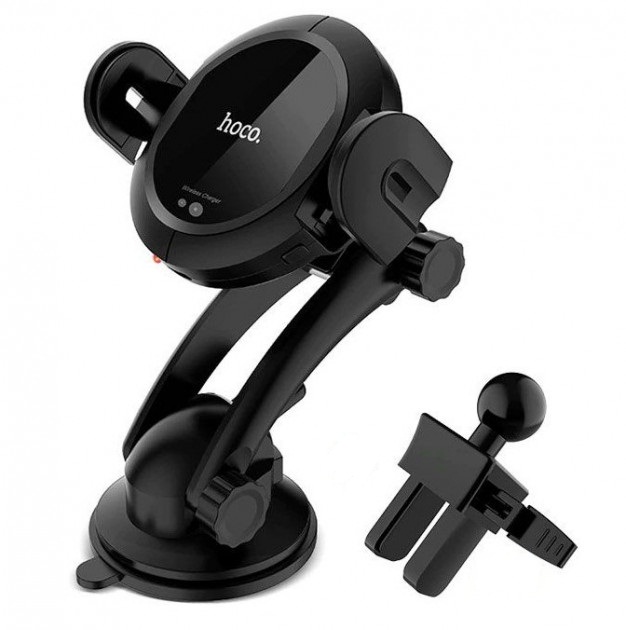

Автодержатель с беспроводной зарядкой Hoco Car Wireless Charger CA35 4-6.5" Присоска + Зажим Black