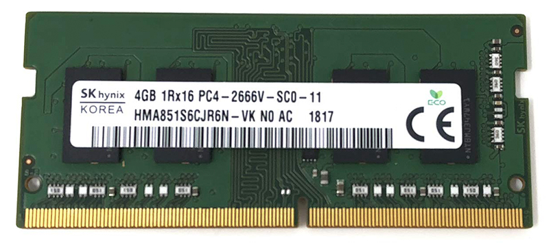 

Пам'ять SK hynix 4 GB SO-DIMM DDR4 2666 MHz (HMA851S6CJR6N-VK)