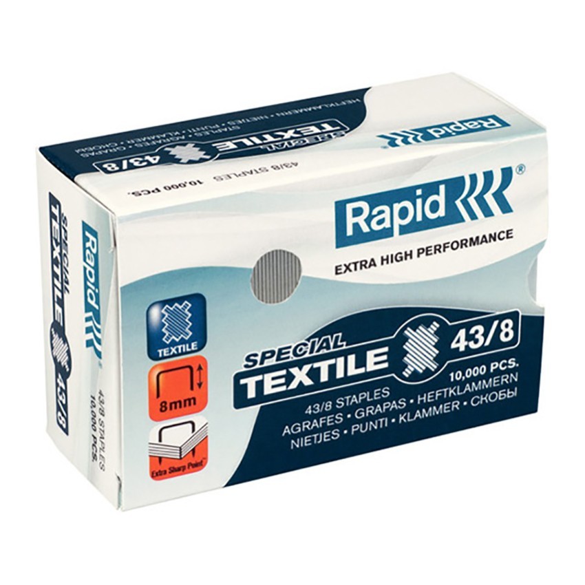 

Скобы RAPID 8мм 43/8 10M TEXTILE для степлера RAPID K1 (10000 шт)