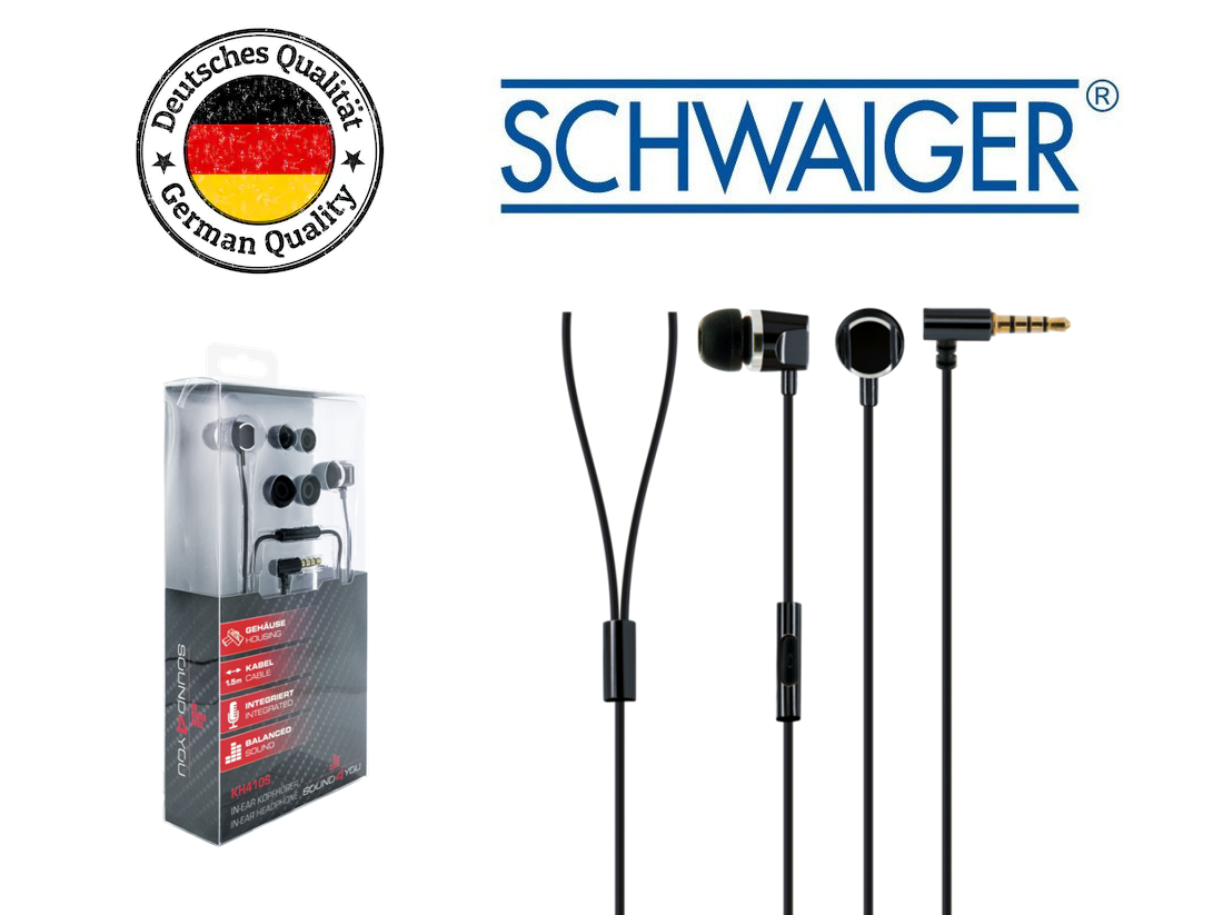

Наушники вкладыши вакуумные SCHWAIGER KH410S, Handsfree, металлические, черные