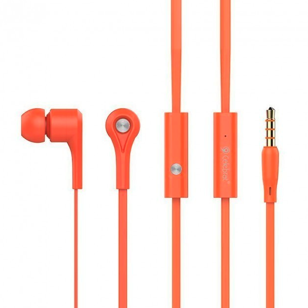 

Вакуумные наушники-гарнитура с микрофоном Celebrat D3 Orange (106586)