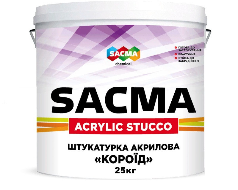 

Штукатурка акриловая SACMA ACRYLIC STUCCO WOODWORM R20 "короед" белая 25кг