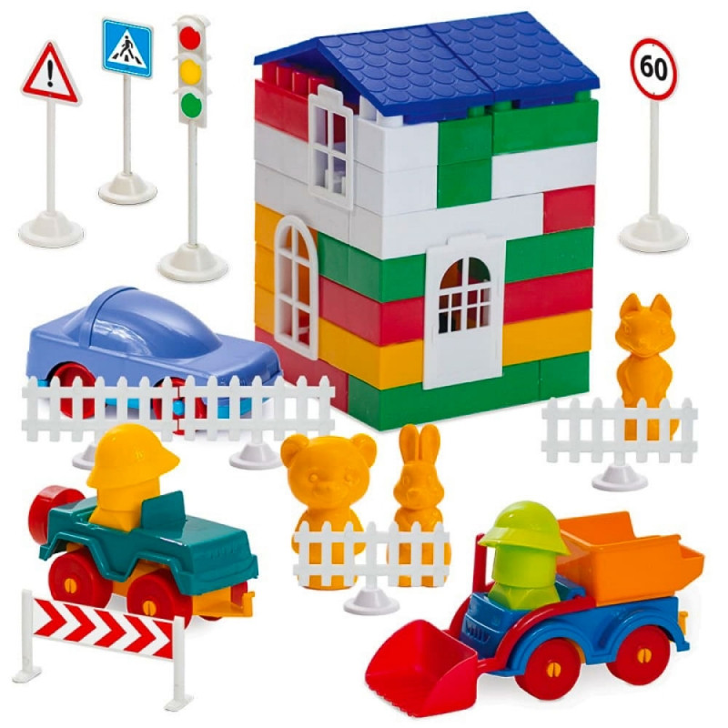 

Детский конструктор Colorplast "Лидер"№4 150 крупных деталей 1-053-RY