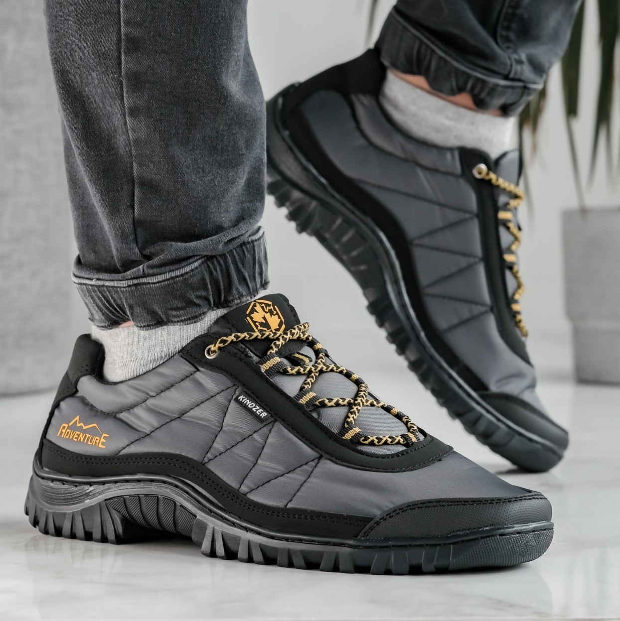 

Мужские демисезонные кроссовки Kindzer 45р 30 см черные с серым Кз-401ч-2