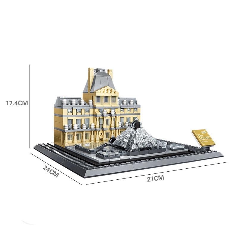 

3д Конструктор Архитектура Музей Лувр The Louvre of Paris-France 821 шт Wange 4213 Лего совместим