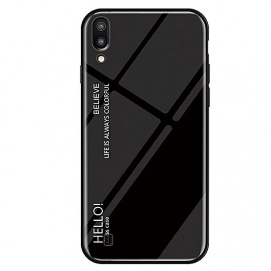 

TPU+Glass чехол Epik Gradient HELLO для Samsung Galaxy A10 Черный