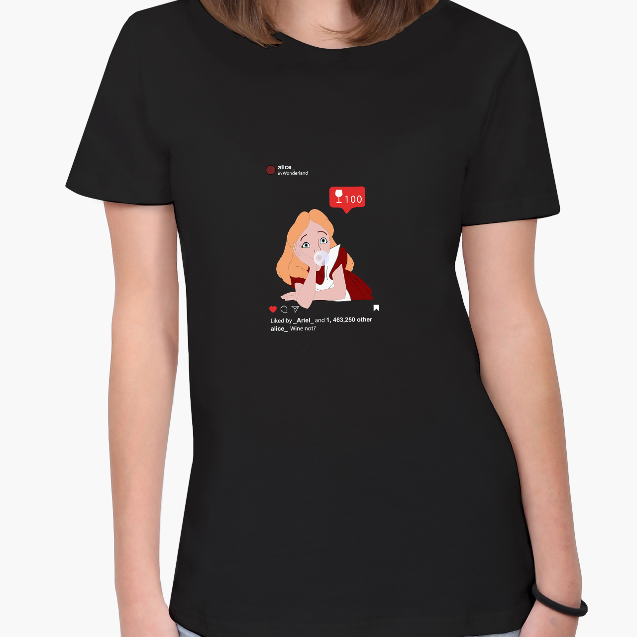 

Футболка женская Дисней Алиса с жвачкой (Disney Alice in Wonderland) (8976-1433-5) XXL Черная