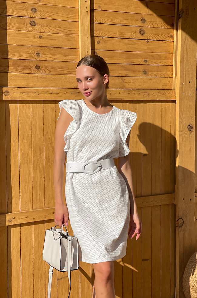 

Летнее платье Lipar из прошвы рукава-крылья  Белое 3507, Летнее платье Lipar из прошвы рукава-крылья 46 Белое 3507