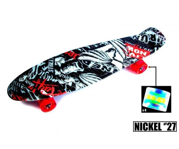 

Пенниборд Nickel удлиненный с рисунком (Penny Board), Street со светящимися колесами