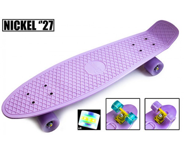 

Пенниборд Nickel удлиненный (Penny Board) Лиловый со светящимися колесами