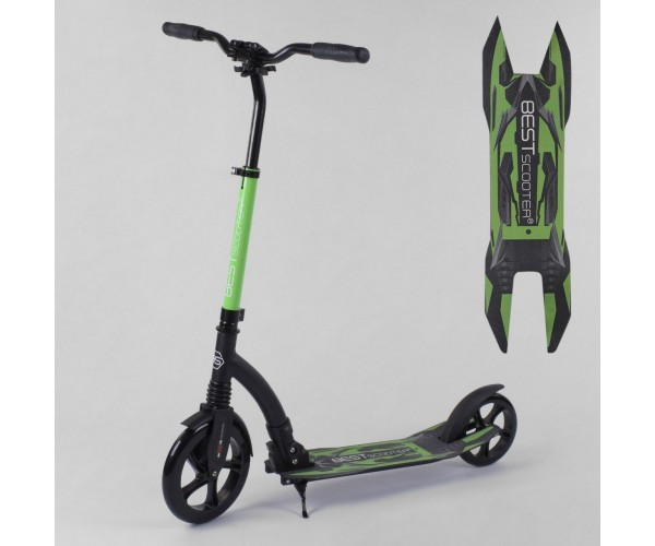

Двухколесный самокат Best Scooter c 1 амортизатором и зажимом руля 43834, Зеленый