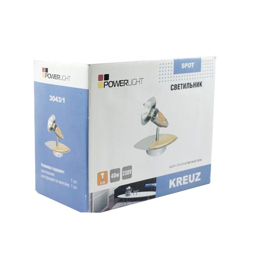 

Спот PowerLight Kreuz 1х40W E14 никель/сосна (10259130)