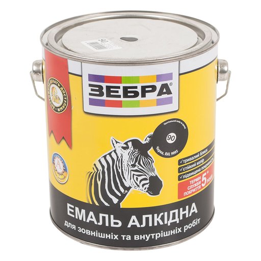 

Эмаль алкидная ЗЕБРА ПФ-116 черная 2.8 кг (11008361)