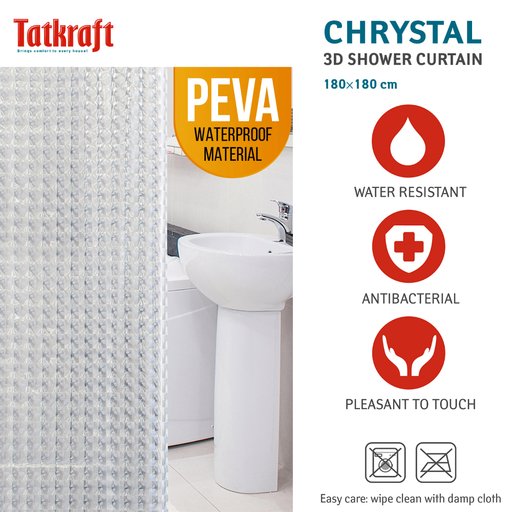 

Шторка для душа Tatkraft Chrystal 3D 180х180 см Прозрачная (12032965)