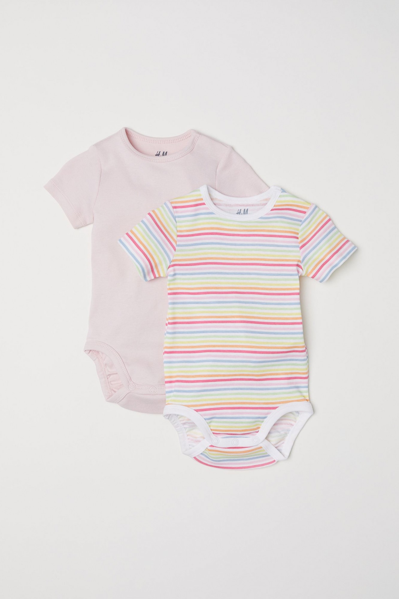 

Боди (2шт) H&M с коротким рукавом 68 розовый/в полоску 1-0002