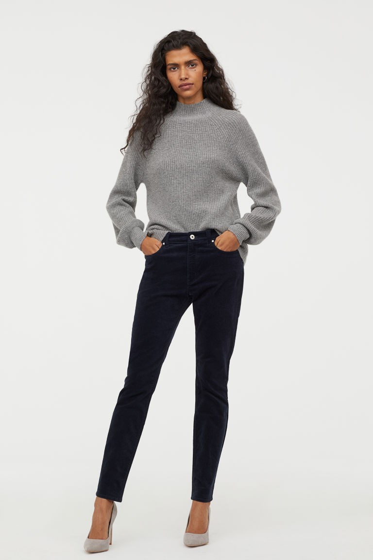 

Брюки H&M бархатные 42 темно-синие 16-0039