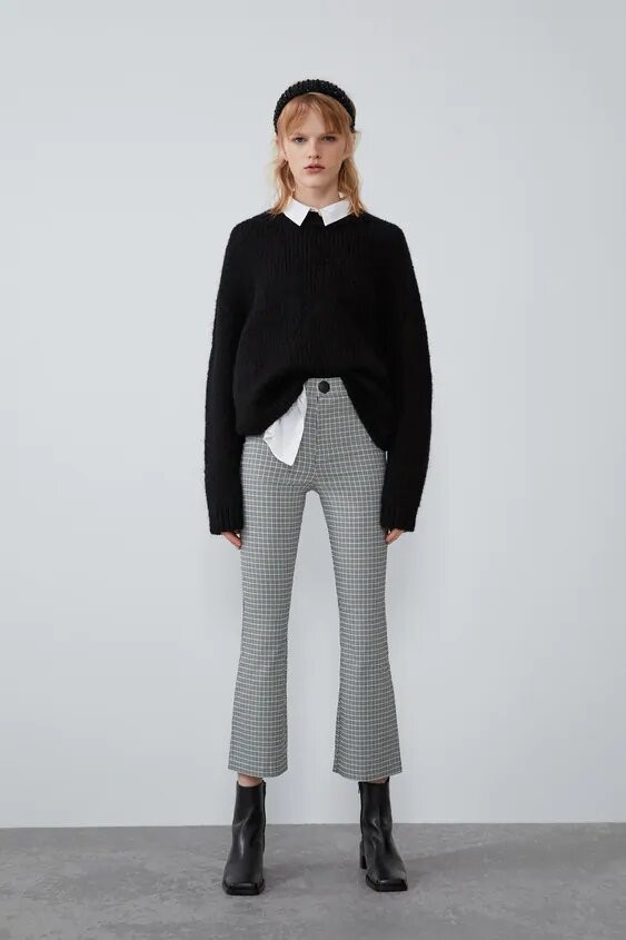 

Брюки Zara укороченные  серые в клетку 17-0014, Брюки Zara укороченные M серые в клетку 17-0014