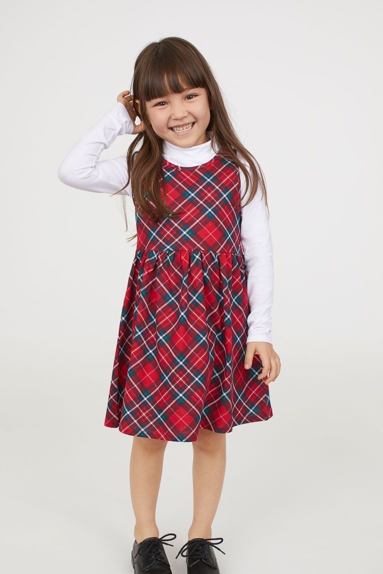 

Платье H&M трикотажное 158-164 красное в клетку 8-0040