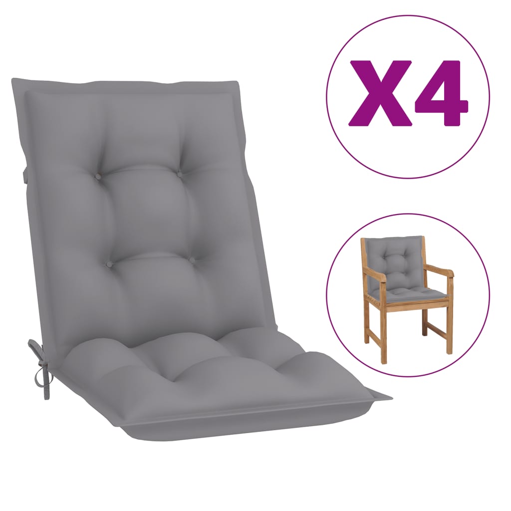 

Подушки для садового крісла Shumee 4 шт сірі 100x50x7 см 314282