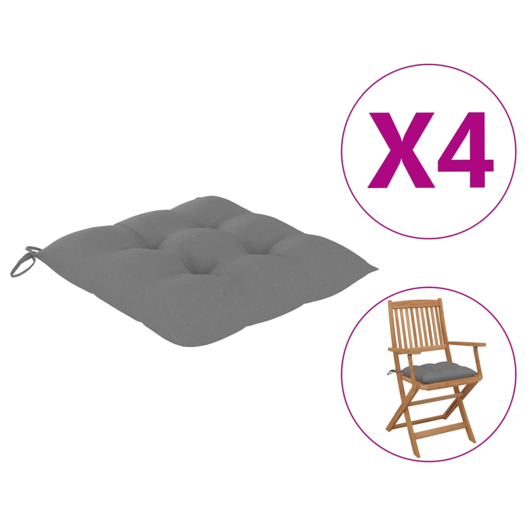 

Подушки на стільці Shumee 4 шт сірі 40x40x7 см тканина 314864