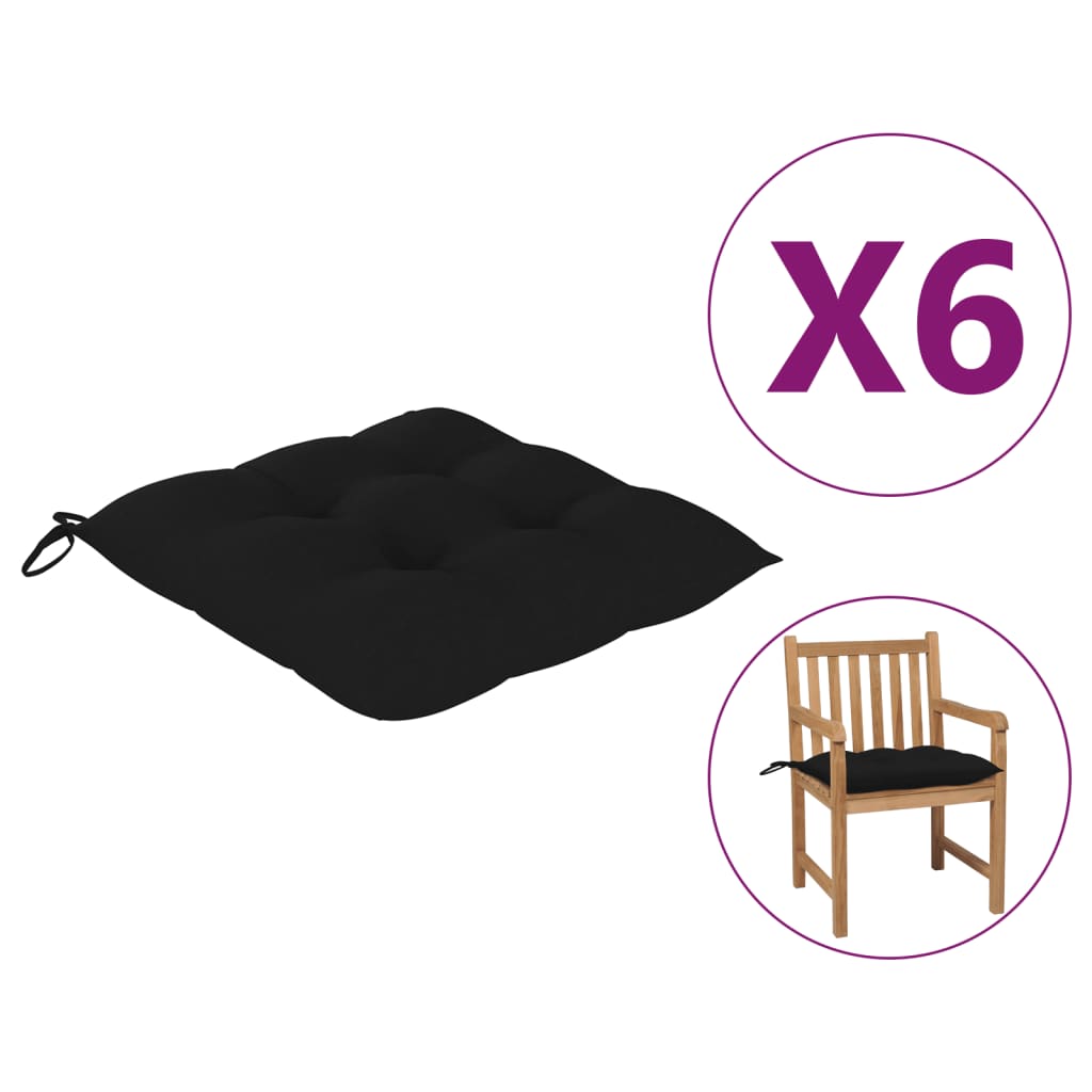 

Подушки на стільці Shumee 6 шт чорні 50x50x7 см тканина 314919