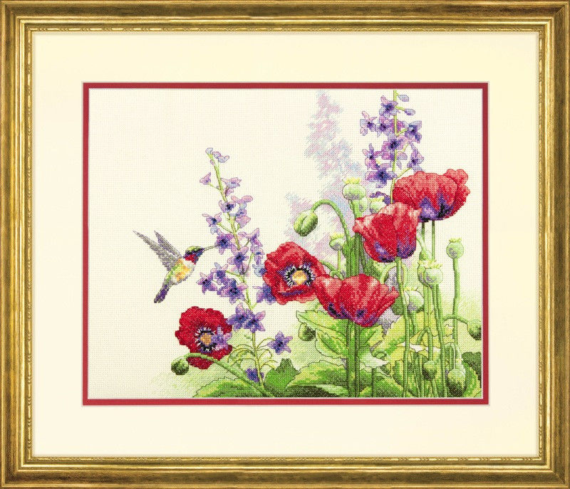 

Набор для вышивания Dimensions Hummingbird and Poppies