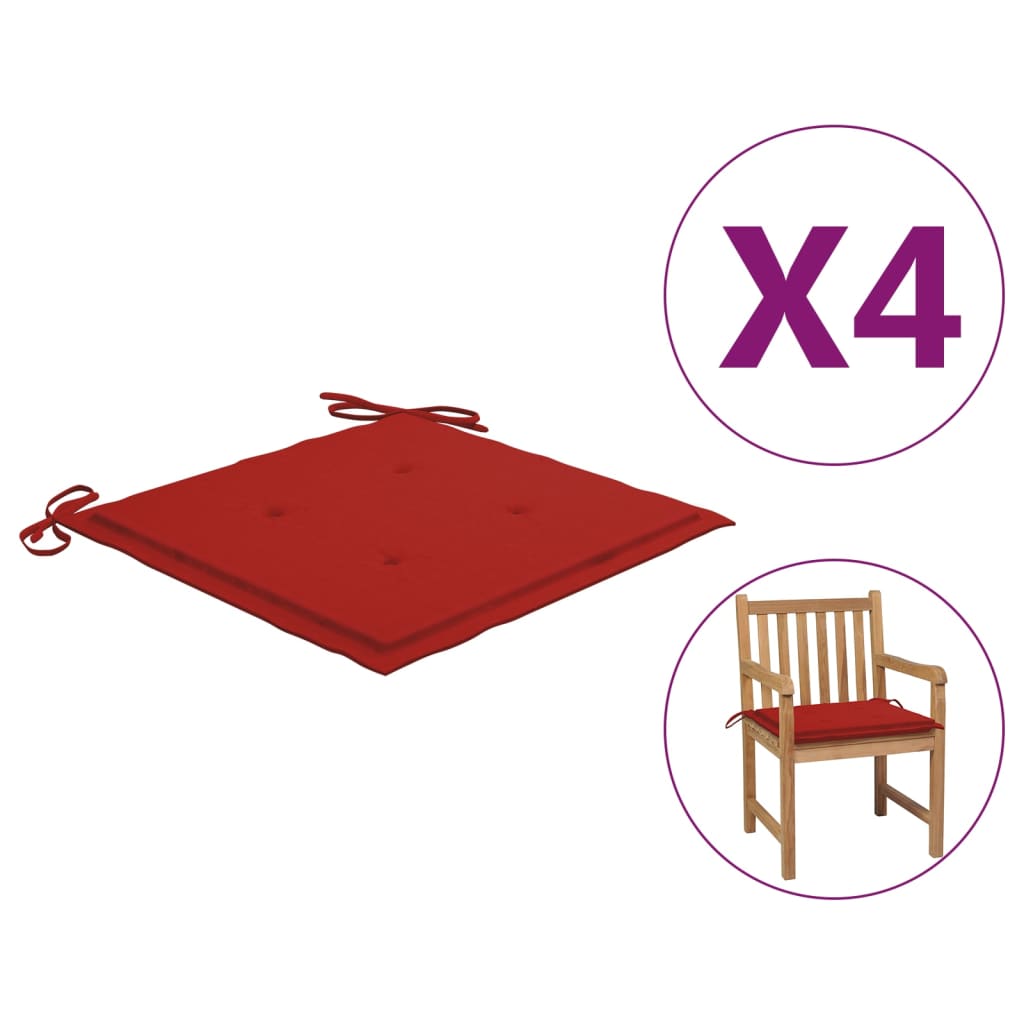 

Подушки для садових стільців Shumee 4 шт червоні 50x50x4 см 314050