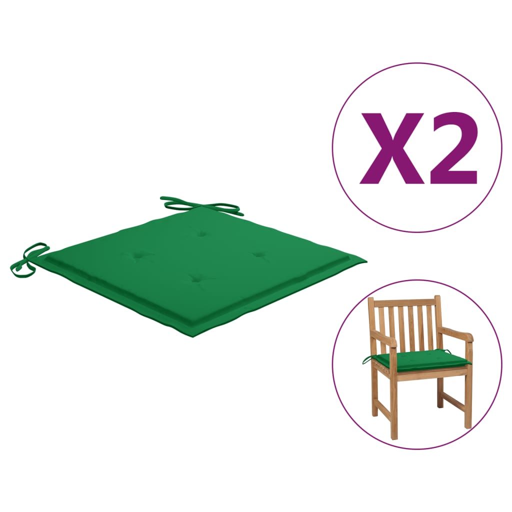 

Подушки для садового крісла Shumee 2 шт зелені 50x50x3 см 47598
