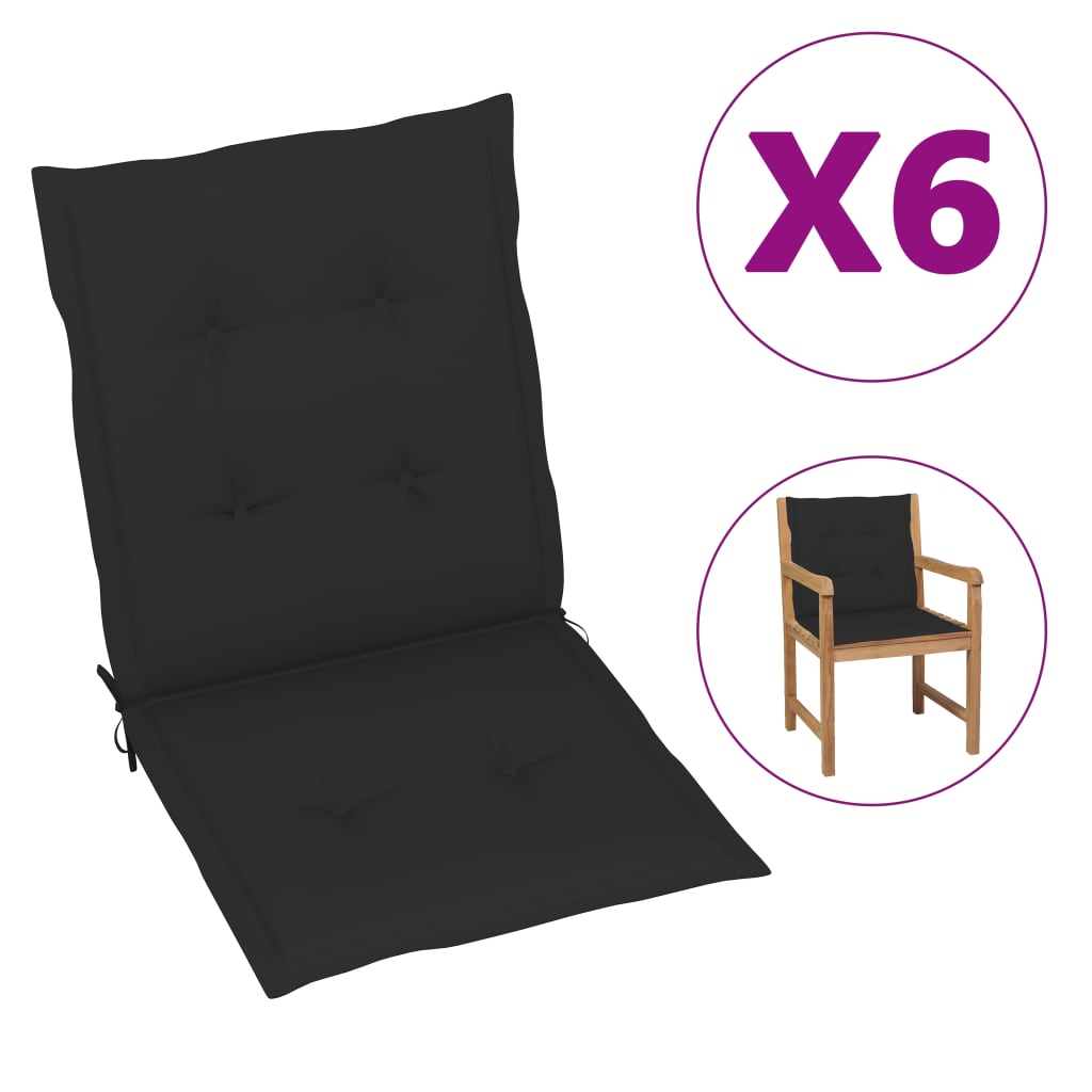 

Подушки для садового крісла Shumee 6 шт. Чорні 100x50x4 см. 314138