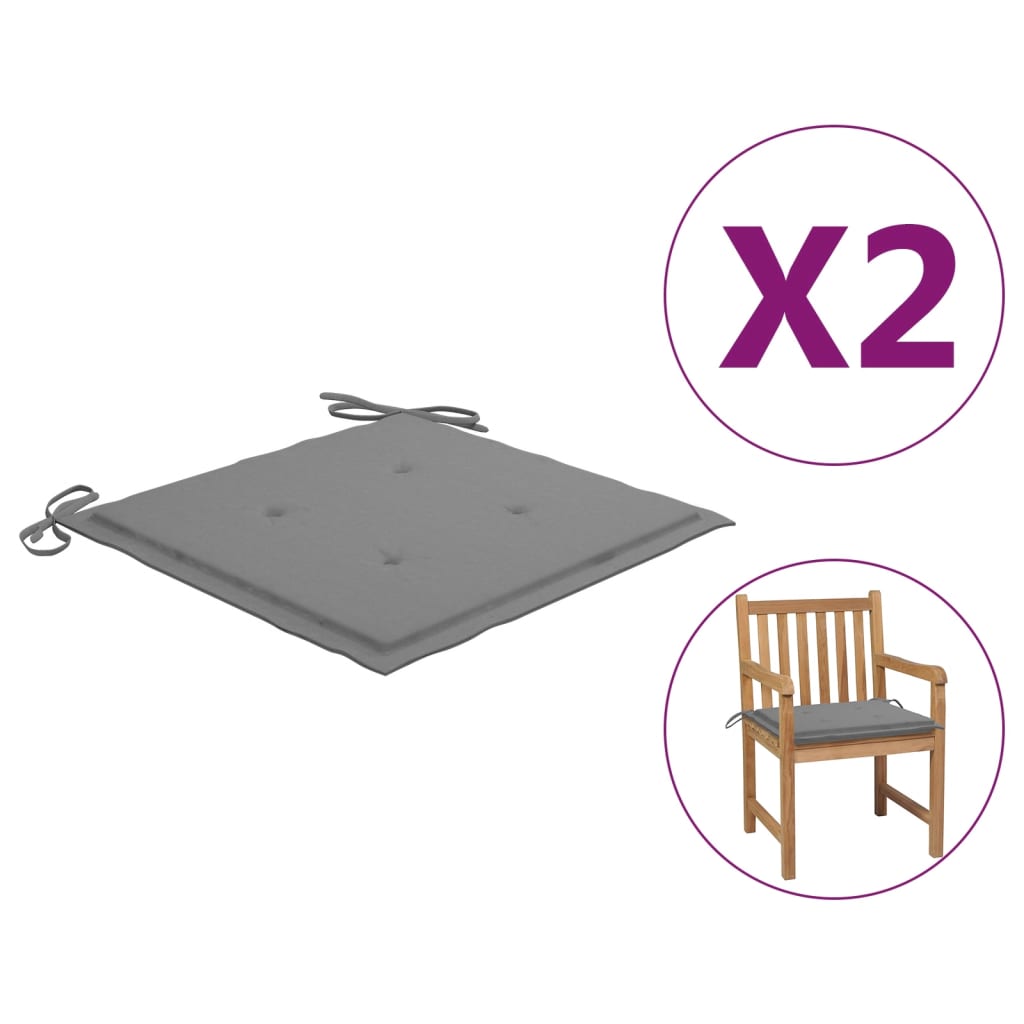 

Подушки для садового крісла Shumee 2 шт. Сірі 50x50x3 см 47597