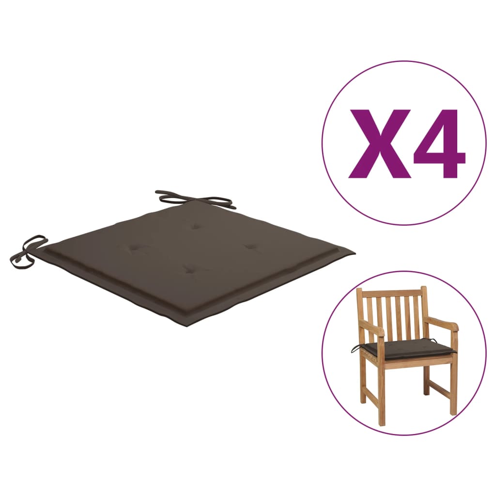 

Подушки для садового стільця Shumee 4 шт сіро коричневий колір 50x50x4 см 314054