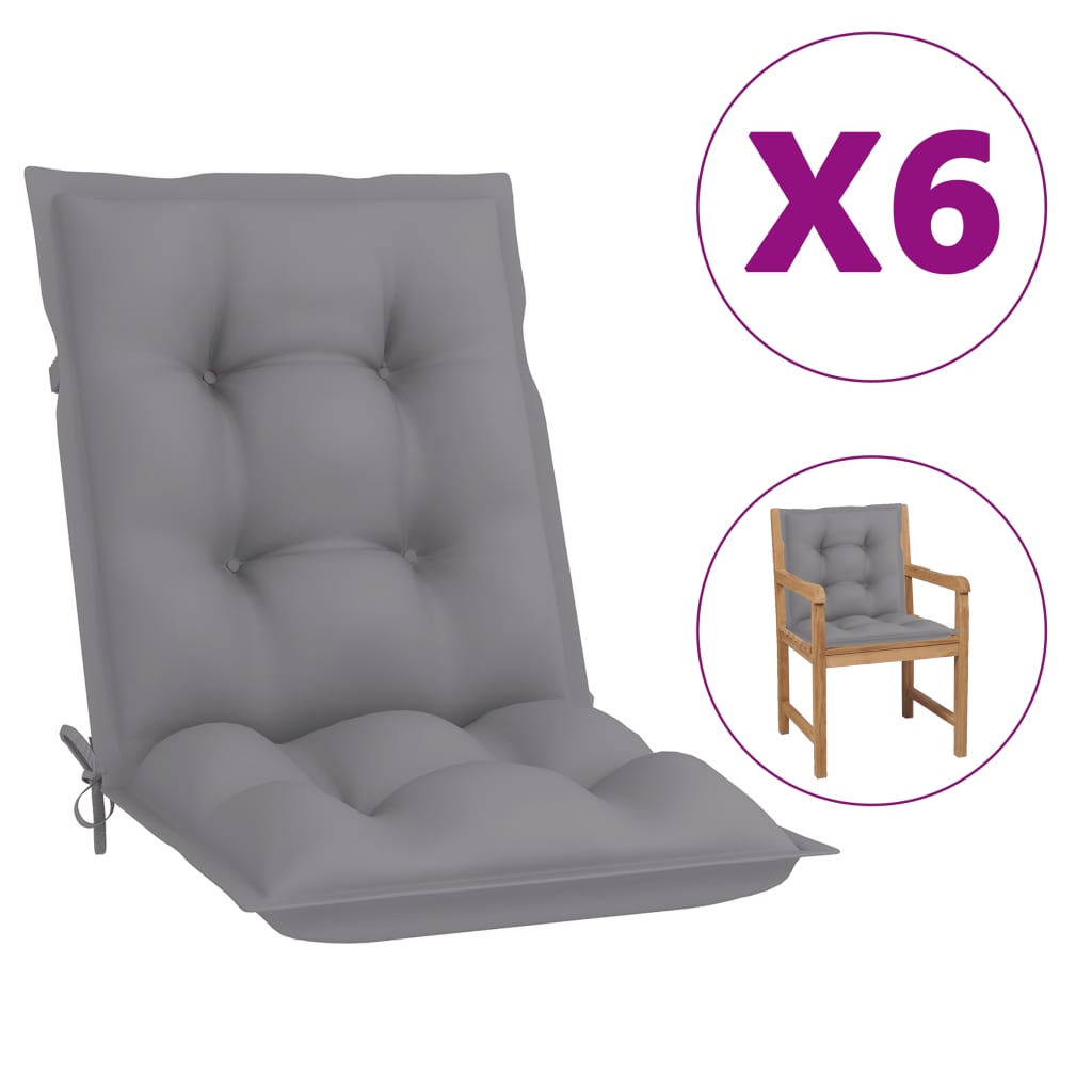 

Подушки для садових стільців Shumee 6 шт сірі 100x50x7 см 314283
