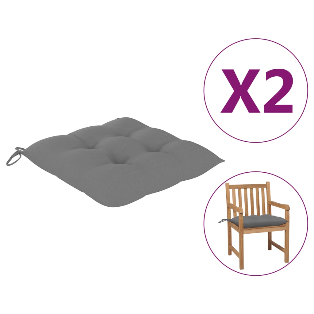 

Подушки на стільці Shumee 2 шт сірі 50x50x7 см тканина 314899