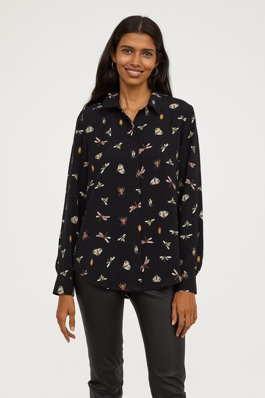 

Блузка H&M с длинными рукавами  черная 13-0032, Блузка H&M с длинными рукавами 36 черная 13-0032