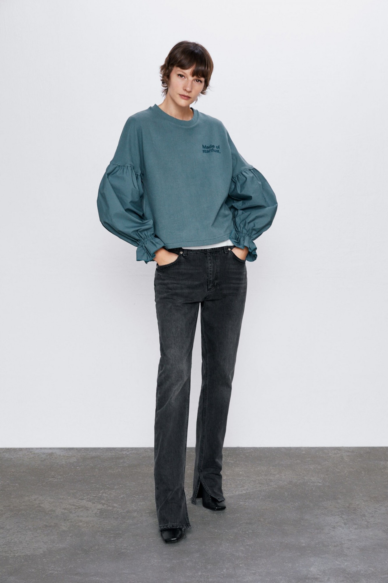 

Свитшот Zara оверсайз L бирюзовый 14-0076
