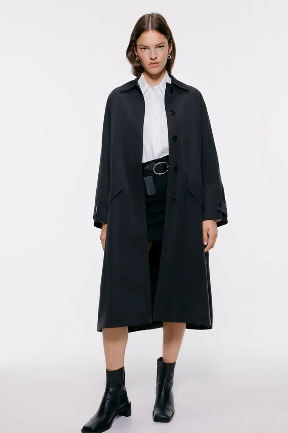 

Тренч Zara оверсайз  черный 19-0025, Тренч Zara оверсайз S черный 19-0025